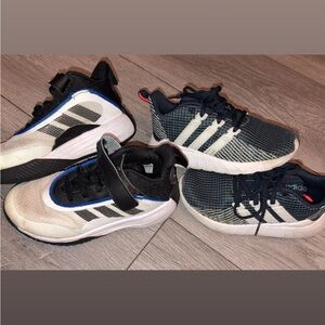 Lot Of 2 Pairs-Adidas Boys Tennis Shoes Size 11K- Pre Loved Athletic Sneakers